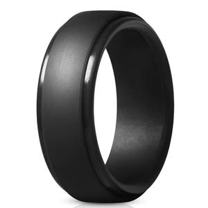 Men's Black 8mm Silicone Comfort Fit Wedding Band